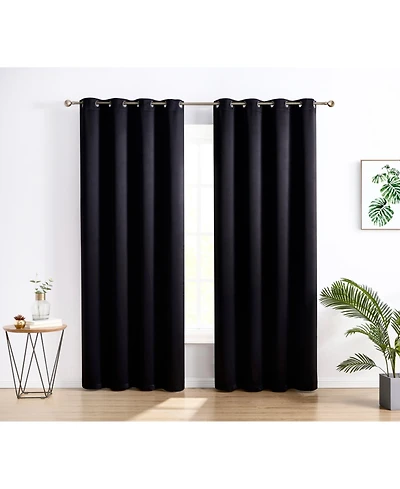 Hlc.me Oxford Room Darkening Curtains for Bedroom, Noise Reduction Thermal Insulated Window Curtain Grommet Panels