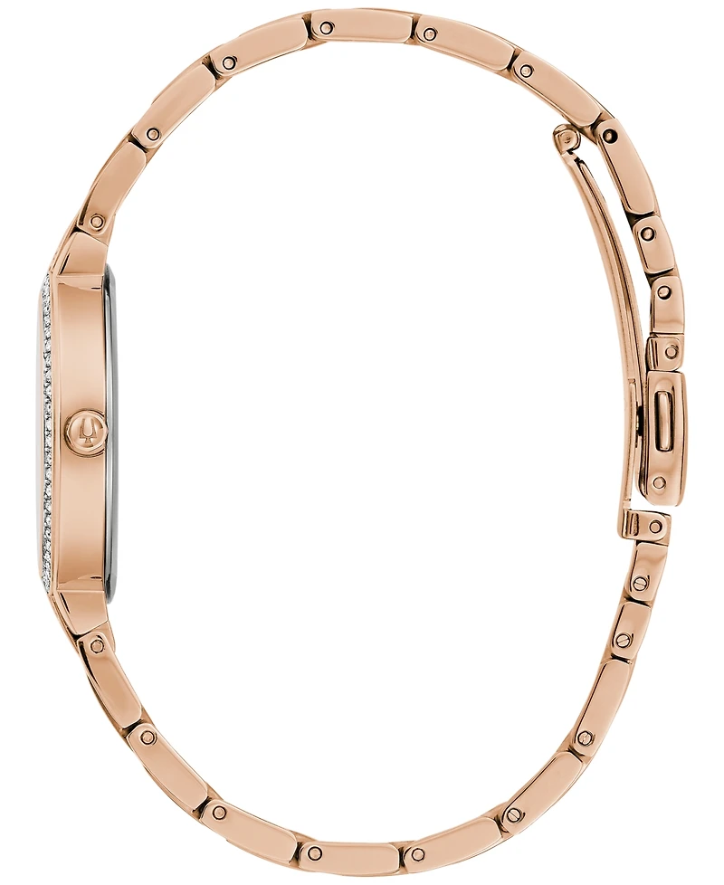 Bulova Women's Classic Crystal Rose Gold-Tone Bracelet Watch Box Set 30mm