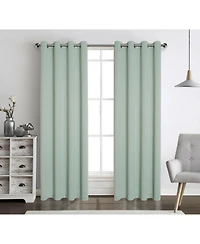 Kate Aurora Hotel Living 2 Pack 100% Blackout Grommet Top Sage Green Curtain Panels