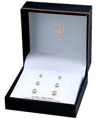 Giani Bernini 3-Pc Set Cubic Zirconia Stud Earrings in Sterling Silver & 18k Gold-Plate, Created for Macy's