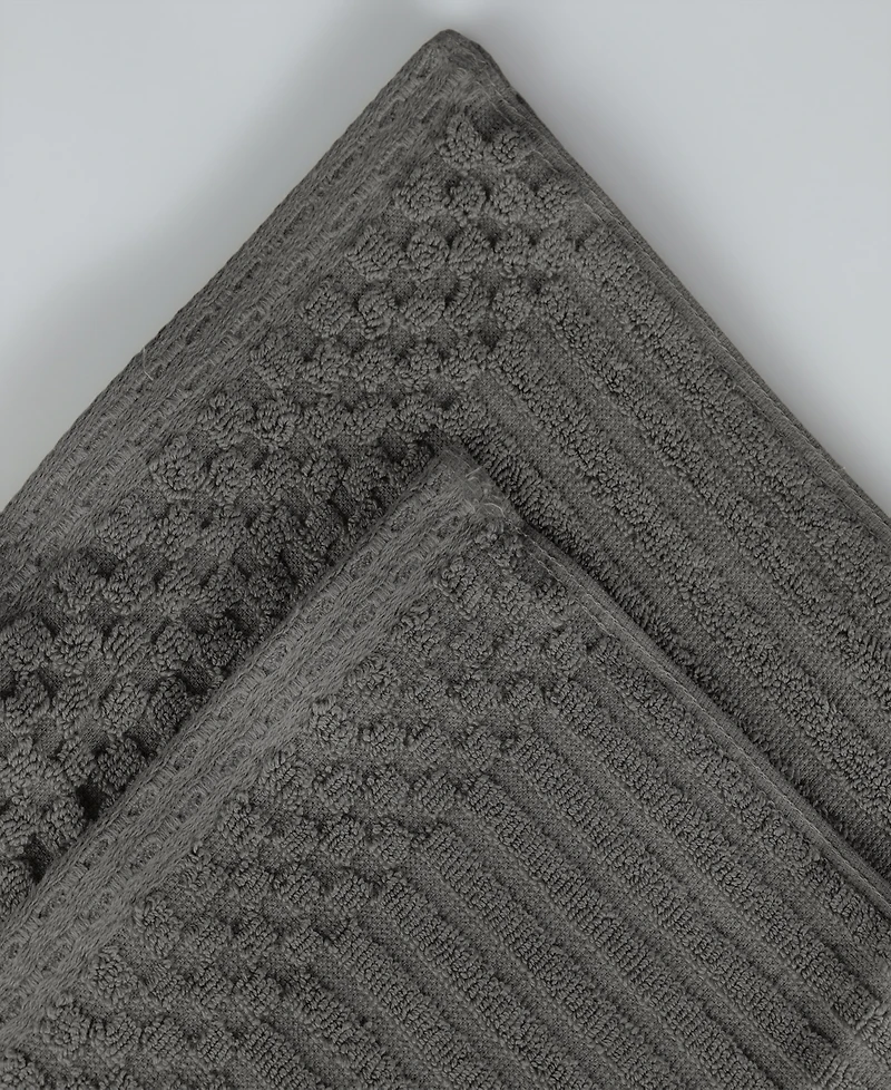 Superior Soho Checkered Border Cotton Ribbed Textured Ultra-Absorbent Towel, 3 Piece Set