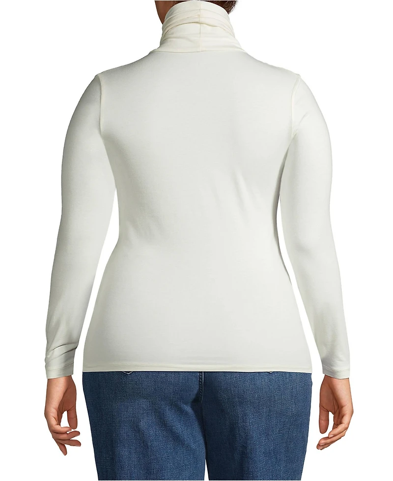 Lands' End Plus Size Lightweight Jersey Skimming Long Sleeve Turtleneck