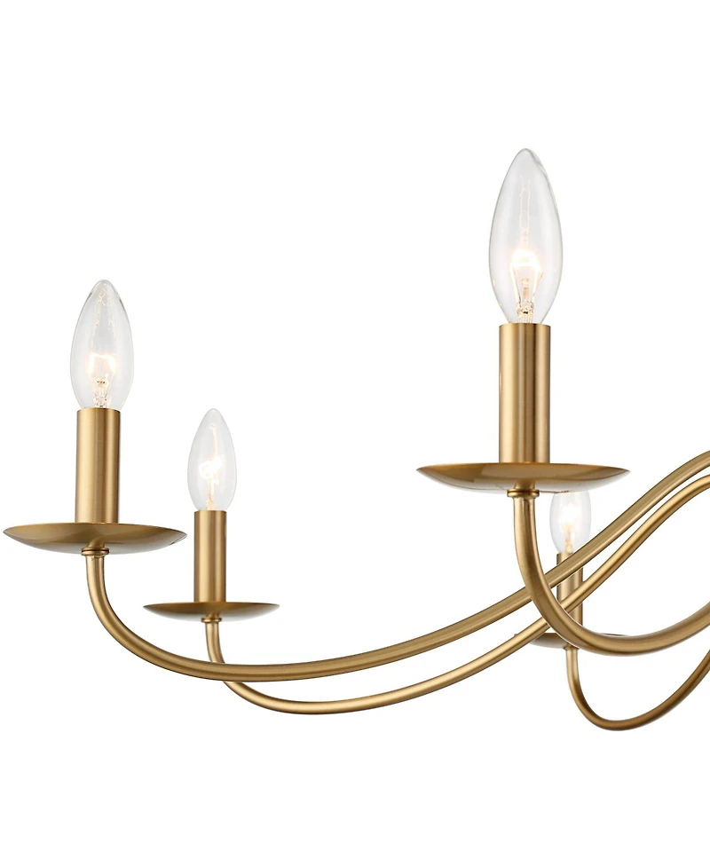 Franklin Iron Works Marinec Soft Gold Hanging Chandelier Lighting 42" Wide Farmhouse Rustic Bent Arms 8-Light Fixture for Dining Room Living House Hom