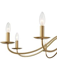 Franklin Iron Works Marinec Soft Gold Hanging Chandelier Lighting 42" Wide Farmhouse Rustic Bent Arms 8-Light Fixture for Dining Room Living House Hom