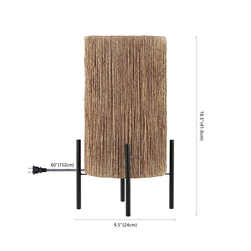 Jonathan Y Kai Coastal Minimalist Rattan Led Table Lamp