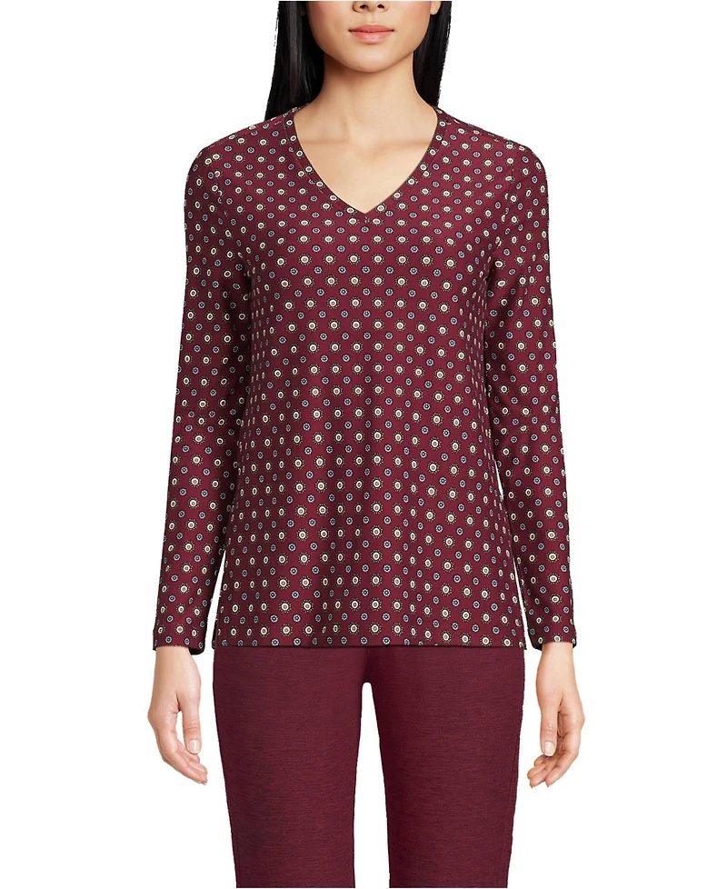 Lands' End Women's Long Sleeve Performance V-Neck Top