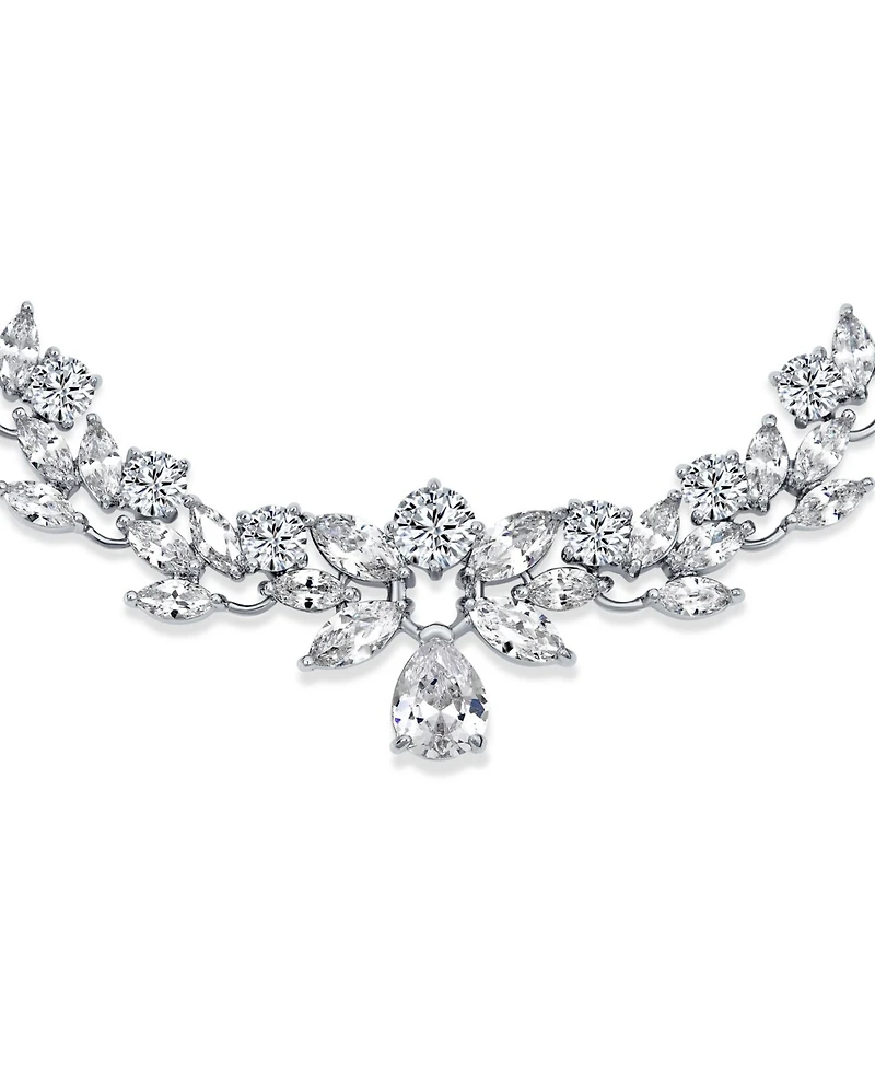 Bling Jewelry Classic Marquise Cut Cubic Zirconia Drop Teardrop Aa Cz Statement Collar Tennis Necklace Prom Pageant