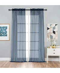 Kate Aurora 2 Pack Basic Home Rod Pocket Sheer Voile Window Curtains