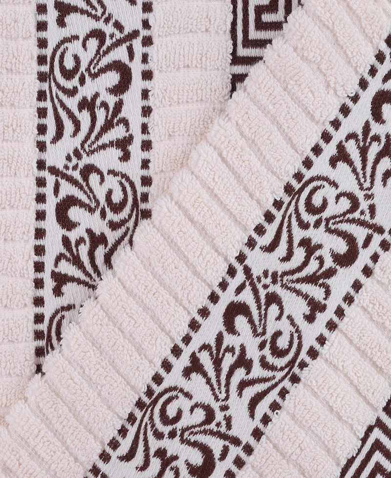 Superior Athens Cotton with Greek Scroll and Floral Pattern Assorted, 6 Piece Bath Towel Set