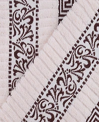 Superior Athens Cotton with Greek Scroll and Floral Pattern Assorted, 6 Piece Bath Towel Set