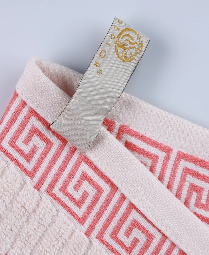 Superior Athens Cotton with Greek Scroll and Floral Pattern Assorted, 6 Piece Bath Towel Set