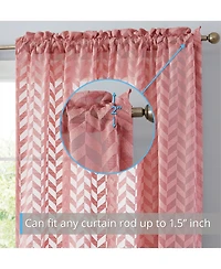 Hlc.me Herringbone Thick Semi Sheer Premium Rod Pocket Window Curtain Panels for Bedroom & Living Room