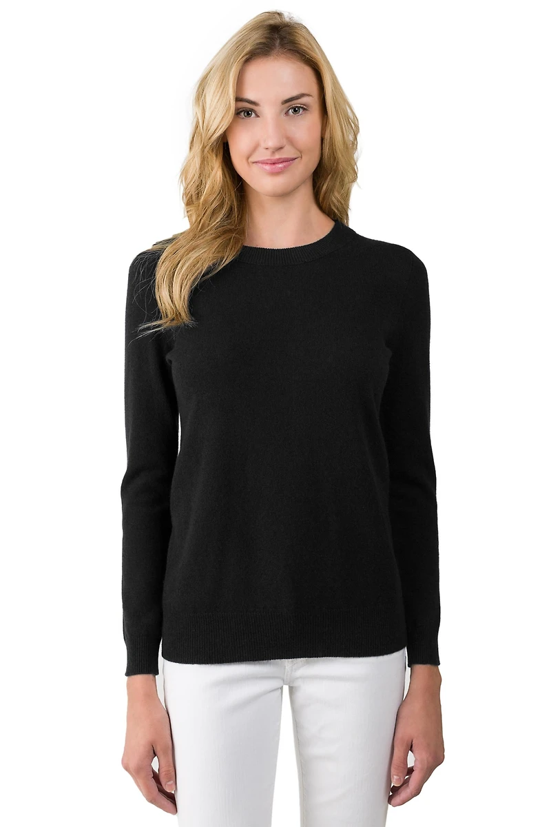 Jennie Liu Women's 100% Pure Cashmere Long Sleeve Crew Neck Pullover Sweater