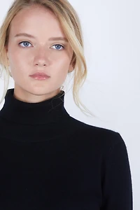 Jennie Liu Women's 100% Pure Cashmere Long Sleeve Turtleneck Pullover Sweater