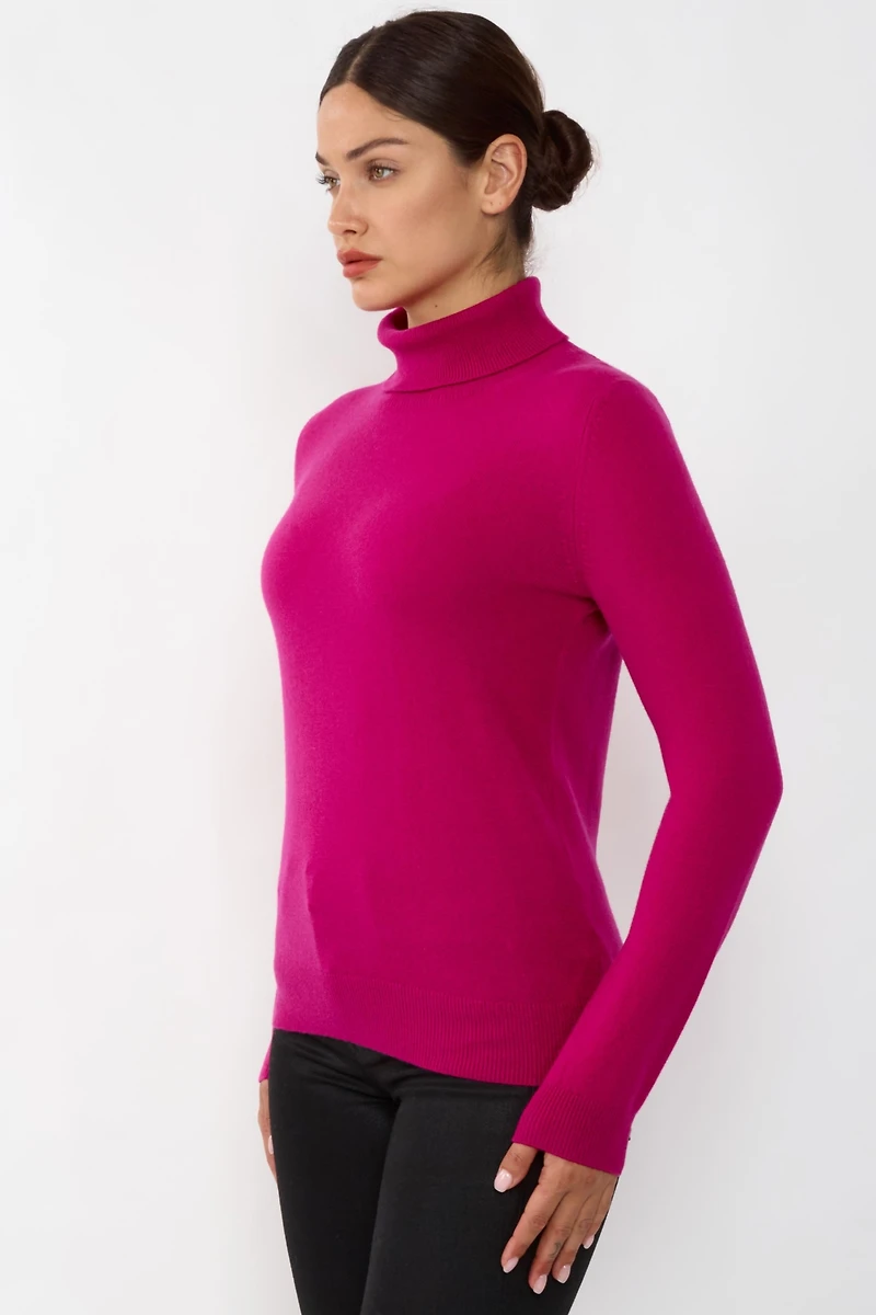 Jennie Liu Women's 100% Pure Cashmere Long Sleeve Turtleneck Pullover Sweater