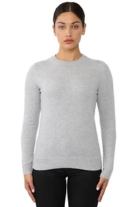 Jennie Liu Women's 100% Pure Cashmere Long Sleeve Crew Neck Pullover Sweater
