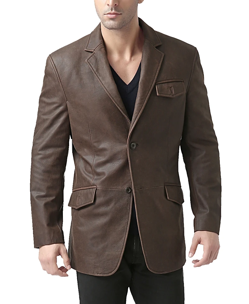 Bgsd Men Distressed Leather Blazer