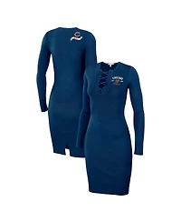 Women's Wear by Erin Andrews Navy Chicago Bears Lace Up Long Sleeve Dress