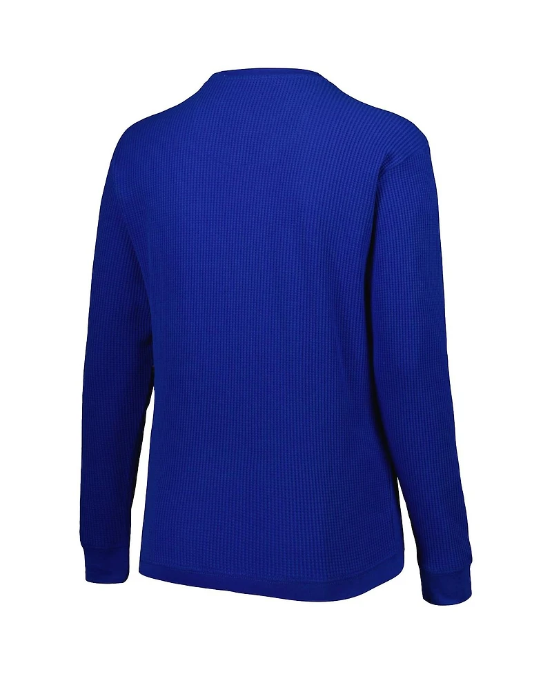 Women's Pressbox Royal Florida Gators Surf Southlawn Waffle-Knit Thermal Tri-Blend Long Sleeve T-shirt