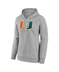 Women's Fanatics Gray Miami Hurricanes Evergreen Pullover Hoodie
