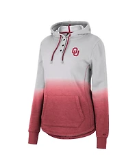 Women's Colosseum Gray, Crimson Oklahoma Sooners Aurelia Dip-Dye Quarter-Snap Pullover Hoodie