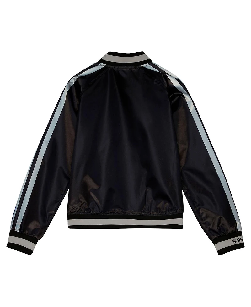 Women's Mitchell & Ness Black Distressed Dallas Cowboys Raglan Satin Full-Snap Jacket