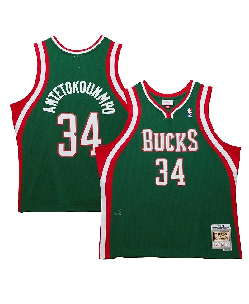 Men's Mitchell & Ness Giannis Antetokounmpo Hunter Green Milwaukee Bucks 2013/14 Hardwood Classics Swingman Jersey