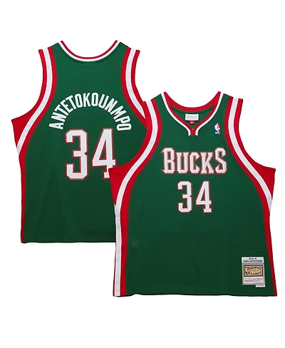 Men's Mitchell & Ness Giannis Antetokounmpo Hunter Green Milwaukee Bucks 2013/14 Hardwood Classics Swingman Jersey