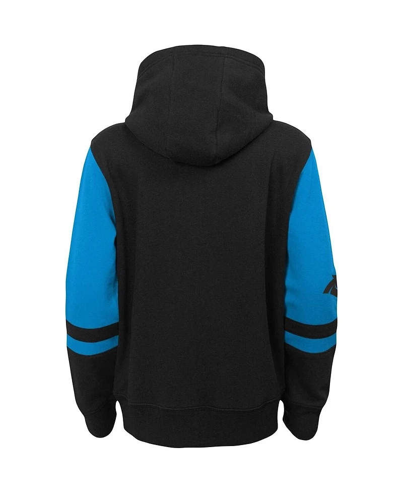 Big Boys Black Carolina Panthers Colorblock Full-Zip Hoodie