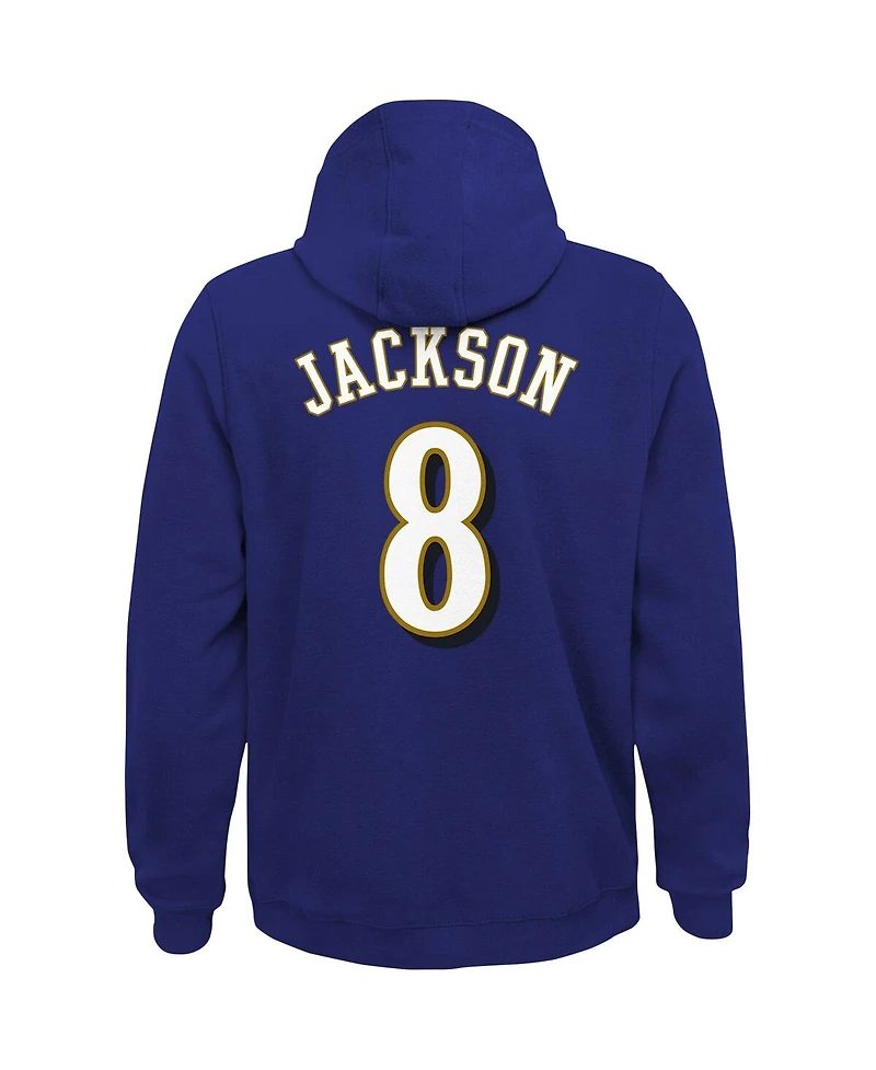 Big Boys Lamar Jackson Purple Baltimore Ravens Mainliner Player Name and Number Pullover Hoodie