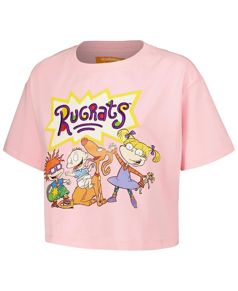 Women's Freeze Max Pink Rugrats Group Boxy Cropped T-shirt