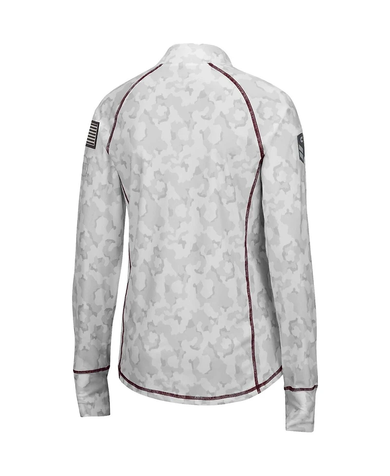 Women's Colosseum White Minnesota Golden Gophers Oht Military-Inspired Appreciation Officer Arctic Camo Fitted Lightweight 1/4-Zip Jacket