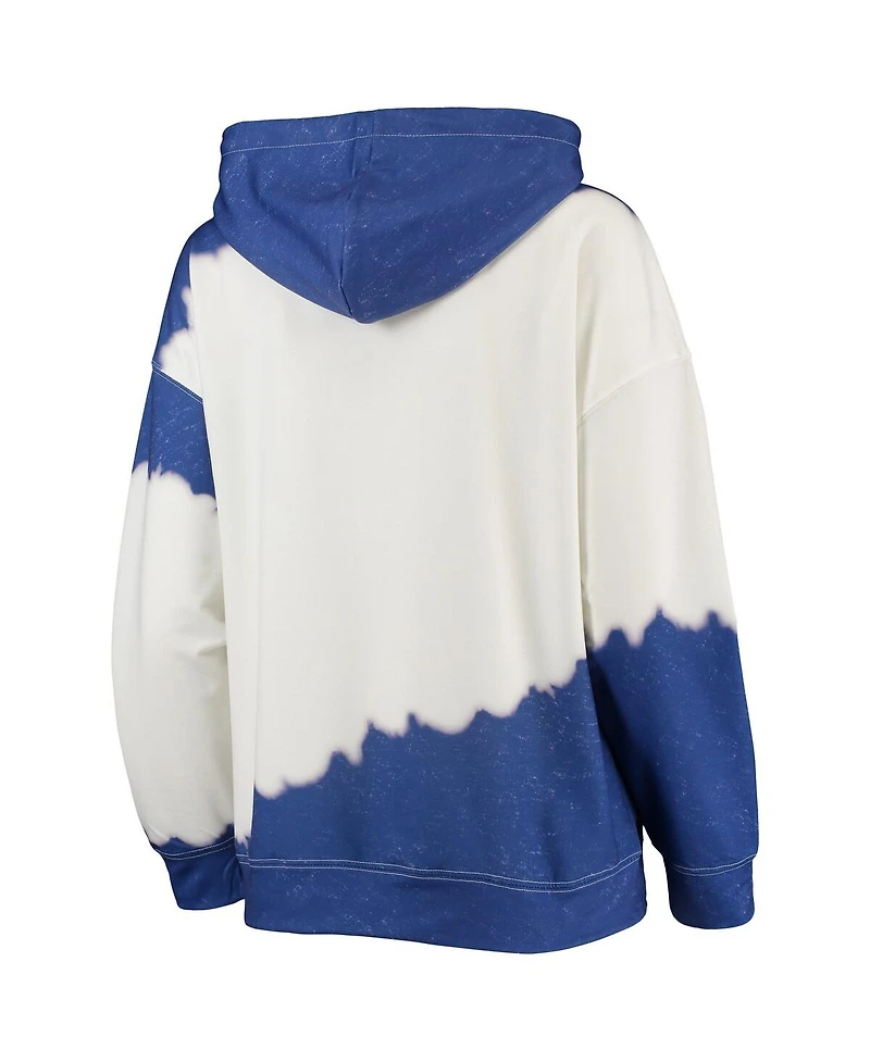 Women's Gameday Couture White, Royal Distressed Kentucky Wildcats For the Fun Double Dip-Dyed Pullover Hoodie
