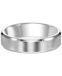Men's Comfort Fit Brushed Finish Bevel Edge Wedding Band in Platinum