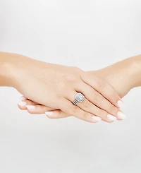 Grown With Love Lab Diamond Emerald-Cut & Round Halo Triple Row Ring (2 ct. t.w.) 14k White Gold