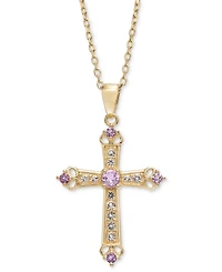 Sky Blue Topaz (1/3 ct. t.w.) & White (5/8 Cross 18" Pendant Necklace 14k Gold-Plated Sterling Silver (Also Citrine, Onyx, Perid