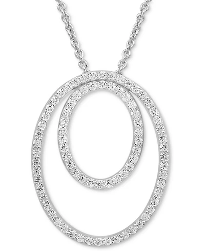 Diamond Openwork Double Oval 18" Pendant Necklace (1/2 ct. t.w.) in Sterling Silver