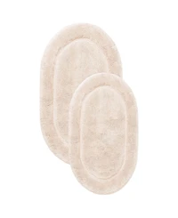 Superior Oval Solid Non-Skid Washable Cotton 2-Pc. Bath Rug Set