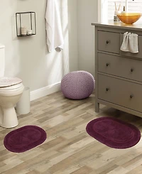 Superior Oval Solid Non-Skid Washable Cotton 2-Pc. Bath Rug Set