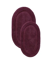 Superior Oval Solid Non-Skid Washable Cotton 2-Pc. Bath Rug Set