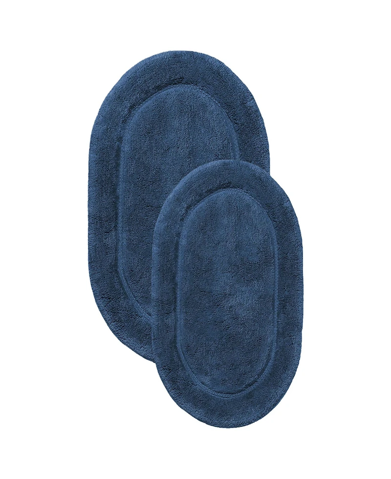 Superior Oval Solid Non-Skid Washable Cotton 2-Pc. Bath Rug Set