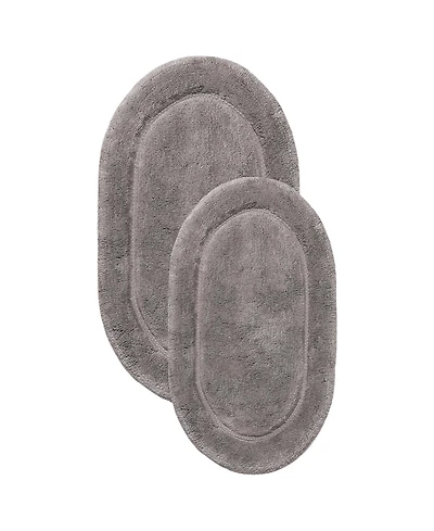 Superior Oval Solid Non-Skid Washable Cotton 2-Pc. Bath Rug Set