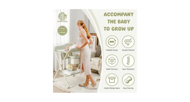 Baby Diaper Changing Table with Water Basin Wheel