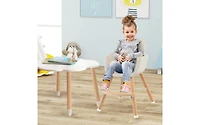 Slickblue Kids 3-in-1 Convertible Wooden High Chair with Cushion-Light Gray