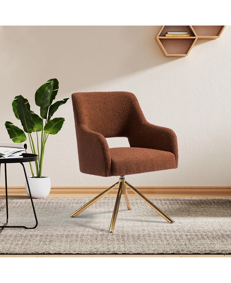 Mid-Century Modern Large Boucle Swivel Accent Arm Chair