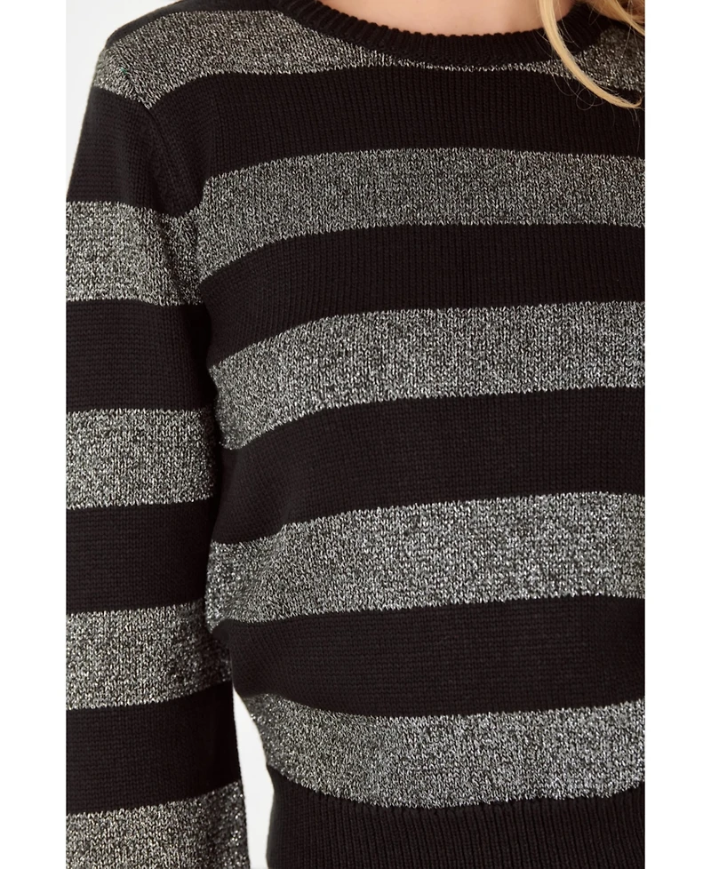 Women's Mixed Lurex Stripe Knit Top