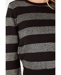 Women's Mixed Lurex Stripe Knit Top