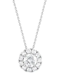 Diamond Halo 18" Pendant Necklace (1/2 ct. t.w.) in 14k White Gold