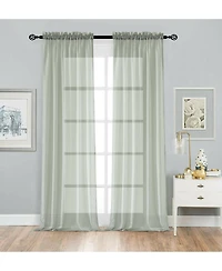 Kate Aurora 2 Pack Basic Home Rod Pocket Sheer Voile Window Curtains
