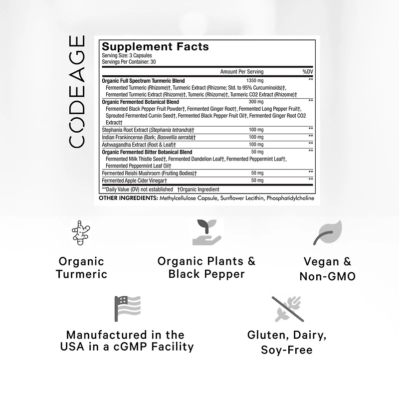 Codeage Organic Turmeric Supplement - 95% Curcumin Extract Pills